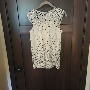 EUC Women's GAP White & Black Polka Dot Chiffon Sheer Sleeveless Tank Size XS